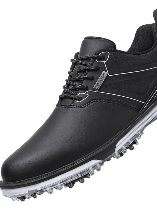 Men\'s Black Golf Shoes Fixed Nail Less Sole Waterproof Lightweight No-slip main image 8